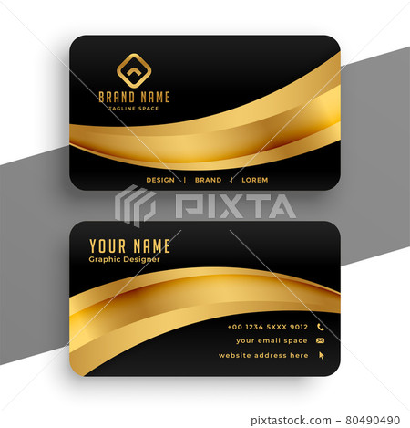 golden wave business card premium design 80490490
