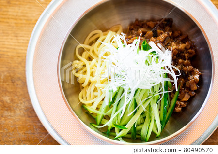 Cold noodles and warm meat miso bean paste jar jar noodles Cold noodles and warm meat miso bean paste jar jar noodles 80490570