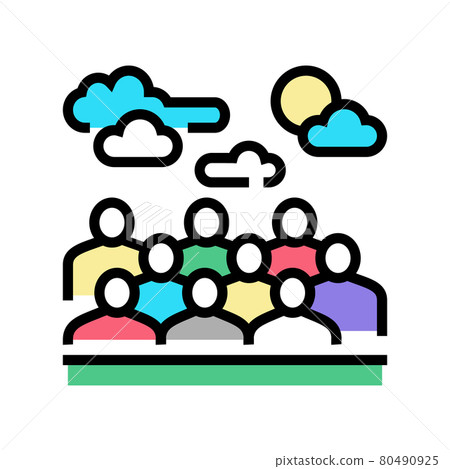 walking outdoor kindergarten color icon vector illustration 80490925