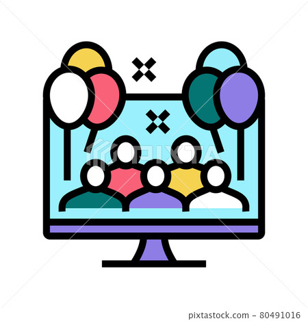 virtual kids party color icon vector illustration virtual kids party color icon vector illustration 80491016