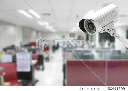 CCTV Camera security operating in office building. 80491209