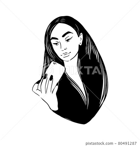 A girl takes a selfie. Vector illustration A girl takes a selfie. Vector illustration 80491287
