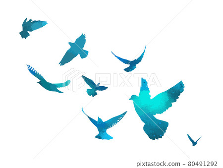 A flock of blue birds. Vector illustration 80491292