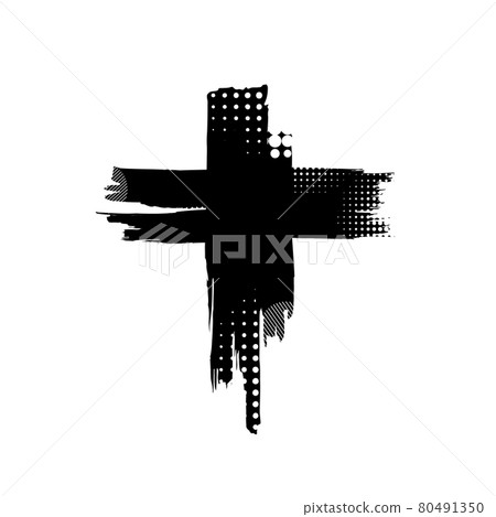 Black blotted cross. Vector illustration 80491350