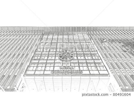 Exterior of Hakata Station in Fukuoka Prefecture 80491604