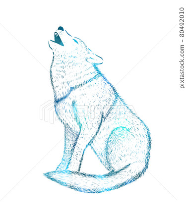 Wolf howling at the moon logo. T-shirt printing. Vector illustration Wolf howling at the moon logo. T-shirt printing. Vector illustration 80492010