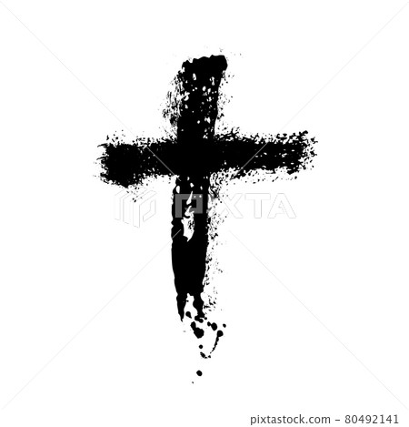 Black blotted cross. Vector illustration 80492141