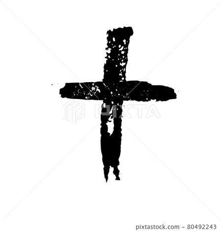 Black blotted cross. Vector illustration 80492243
