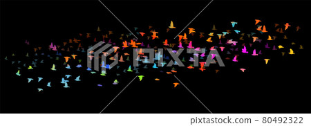 A flock of colorful birds at night . Vector illustration 80492322