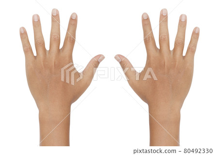 hand showing the ten fingers on white background hand showing the ten fingers on white background 80492330