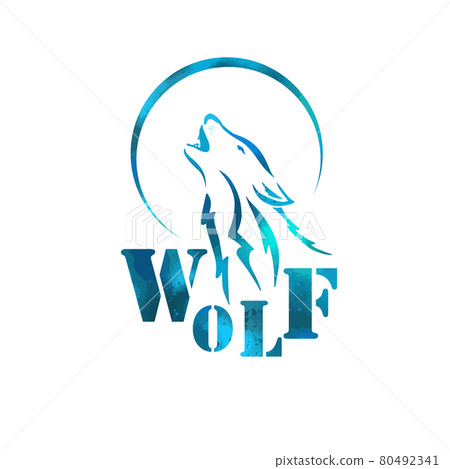 Wolf howling at the moon logo. T-shirt printing. Vector illustration 80492341