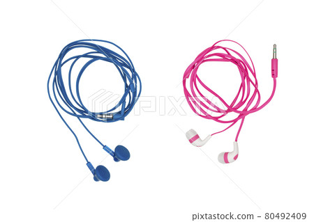 earphones isolated on white background 80492409
