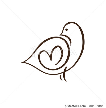 Vector Love dove with heart logo design template icon. pigeon carrying heart in doodle style. line art bird Vector Love dove with heart logo design template icon. pigeon carrying heart in doodle style. line art bird 80492884