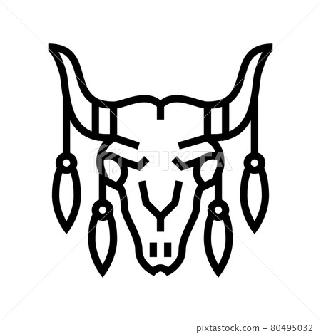 animal scull with boho decoration line icon vector illustration animal scull with boho decoration line icon vector illustration 80495032