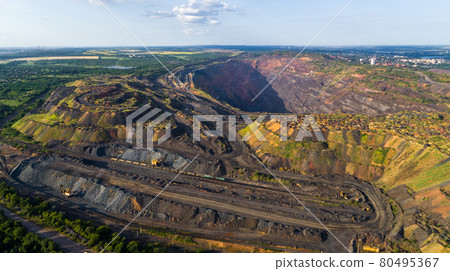 Coal Mining Open Pit Mine Aerial Black View 80495367