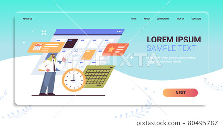 arab businessman planning day scheduling appointment in online calendar app agenda meeting plan time management 80495787