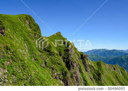 Clear sky and Mt. Tanigawa binaural peak, Nishikuro ridge 80496093