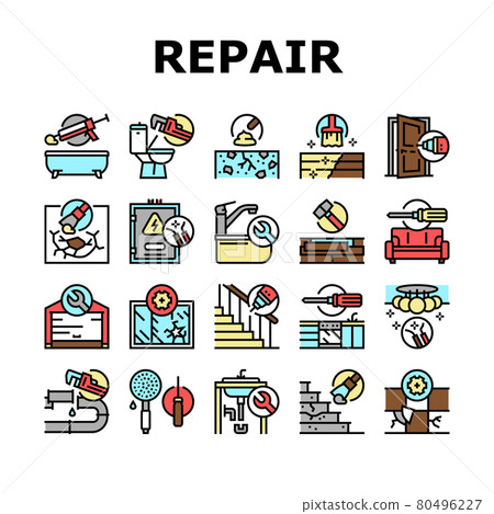 Home Repair Occupation Collection Icons Set Vector Home Repair Occupation Collection Icons Set Vector 80496227