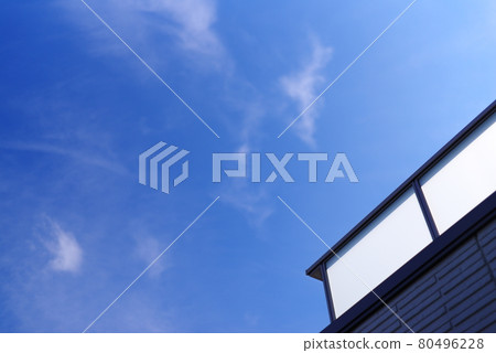 Image of the clear sky looking up from the garden 80496228