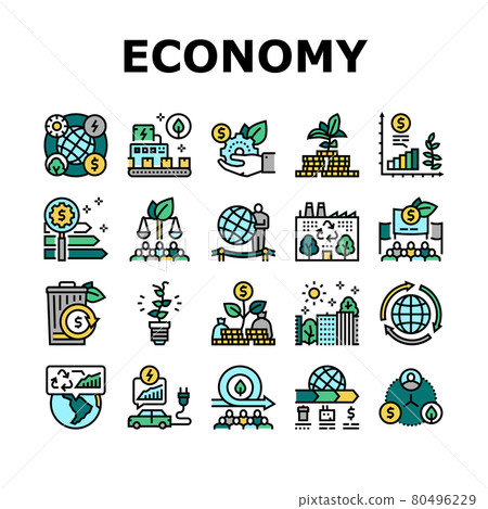 Green Economy Industry Collection Icons Set Vector 80496229