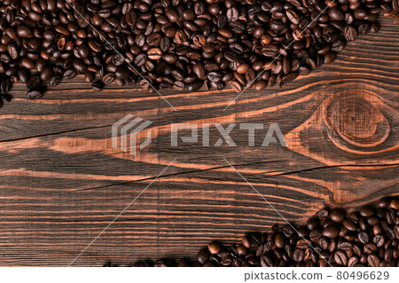 Coffee beans on wooden background 80496629