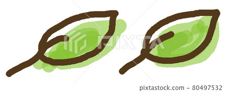 兩片手繪葉子朝右 兩片手繪葉子朝右 80497532