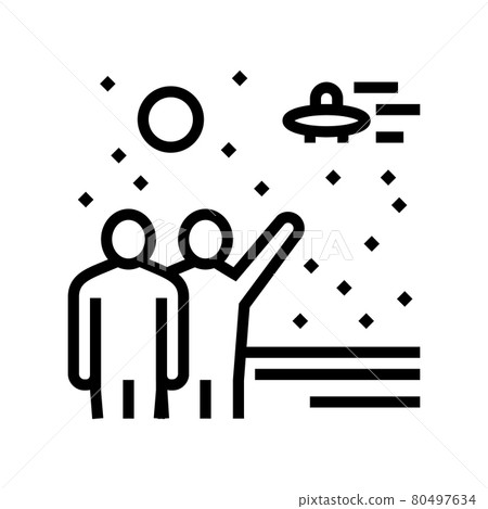 flying saucer in sky line icon vector illustration flying saucer in sky line icon vector illustration 80497634