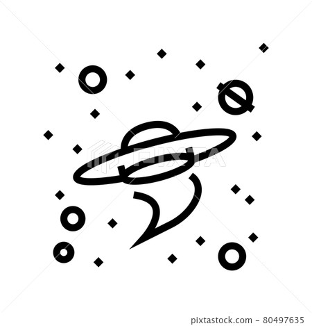 flying saucer alien in galaxy line icon vector illustration flying saucer alien in galaxy line icon vector illustration 80497635