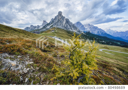 Giau Pass high alpine pass, popular travel destination in Dolomites, Italy Giau Pass high alpine pass, popular travel destination in Dolomites, Italy 80498689