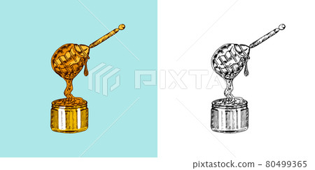 Bee and Honey. Mead and floral and Beekeeping. Vector Engraved hand drawn Vintage old sketch for t Bee and Honey. Mead and floral and Beekeeping. Vector Engraved hand drawn Vintage old sketch for t 80499365