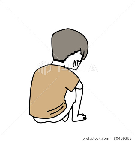 Depressed and sitting man Depressed and sitting man 80499393
