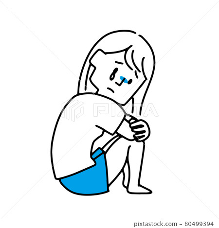 Woman sitting depressed Woman sitting depressed 80499394