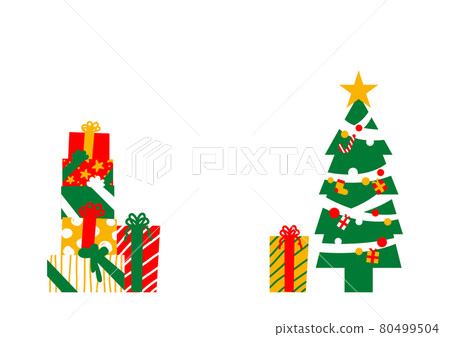 Christmas illustrations of fir trees and gifts 80499504