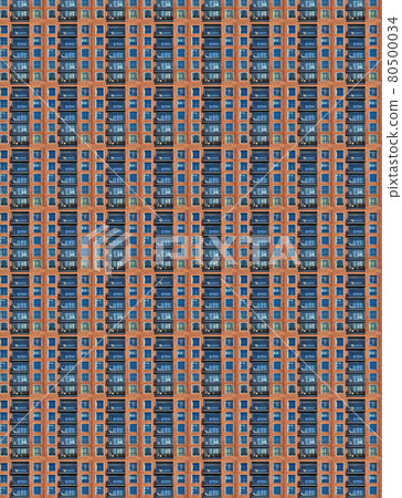 Repeated pattern of windows in monotonous skyscraper, abstract composite pattern and texture 80500034