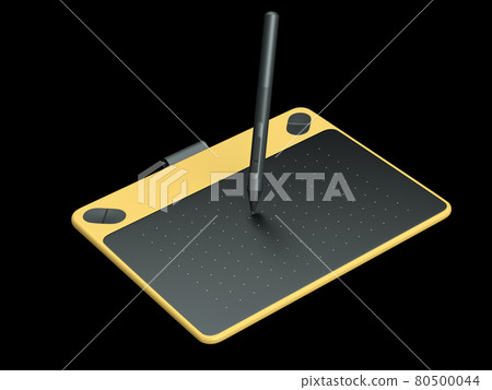 Graphic tablet and pen for illustrators, designers and photographers on black 80500044