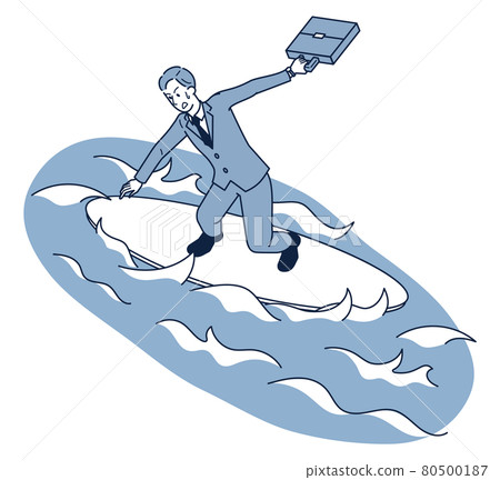 一個穿著西裝的商人在衝浪板上騎著波濤洶湧的大海的等距圖 一個穿著西裝的商人在衝浪板上騎著波濤洶湧的大海的等距圖 80500187