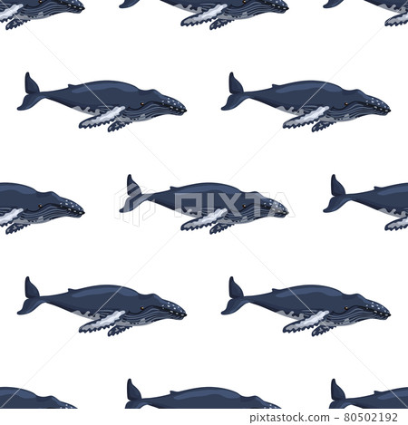 Seamless pattern Humpback whale on white background. Template of cartoon character of ocean for children. Seamless pattern Humpback whale on white background. Template of cartoon character of ocean for children. 80502192