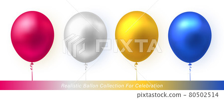 3D realistic elegant golden silver white yellow blue red ballon collection for celebration design 80502514