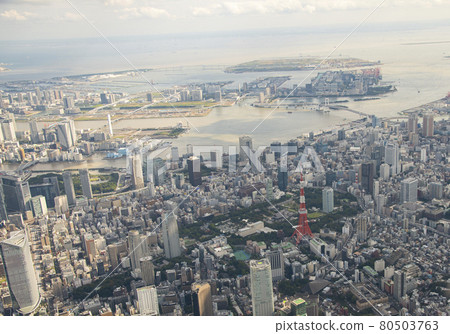 Overlooking Tokyo Bay from a helicopter [Aerial view] 80503763