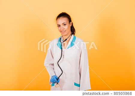 Healthcare and medical concept - african doctor holding syringe with injection, stethoscope Healthcare and medical concept - african doctor holding syringe with injection, stethoscope 80503868