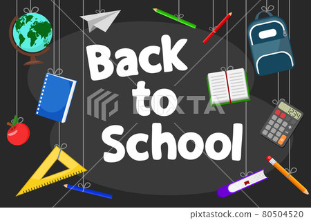 School background, school supplies hang on a black. Back to school School background, school supplies hang on a black. Back to school 80504520