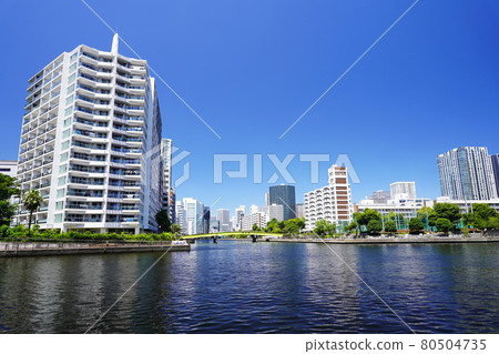 東京臨海天王洲島天王洲運河風景 80504735