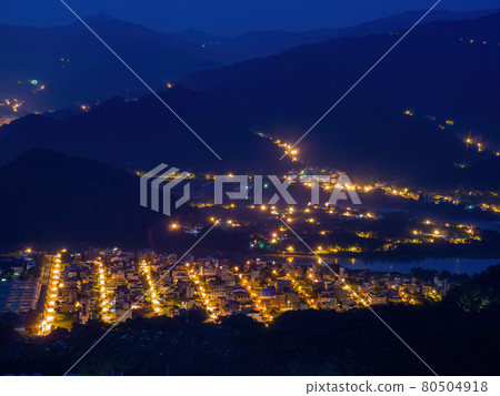 Sunrise high angle view of the Zhitan Purification Plant Sunrise high angle view of the Zhitan Purification Plant 80504918