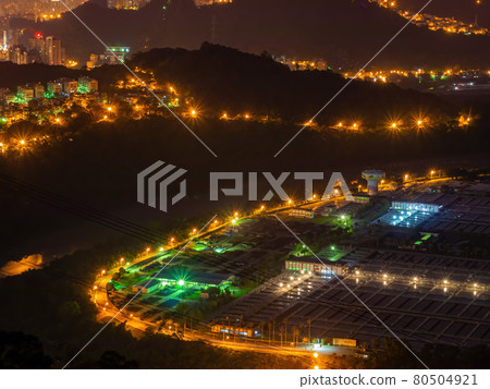 Sunrise high angle view of the Zhitan Purification Plant Sunrise high angle view of the Zhitan Purification Plant 80504921