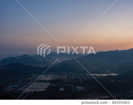 Sunrise high angle view of the Zhitan Purification Plant 80505063
