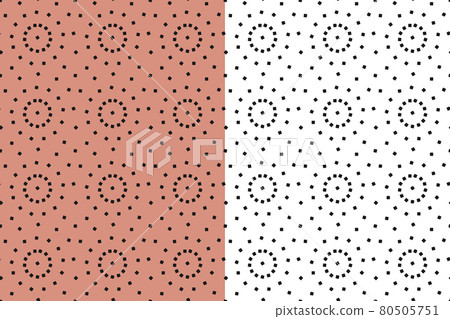 Geomentric seamless pattern, circular ornament, black square decorative shapes. White, pink easy editable background. Vector Geomentric seamless pattern, circular ornament, black square decorative shapes. White, pink easy editable background. Vector 80505751