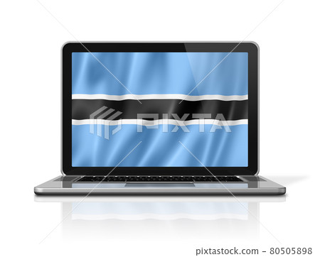 Botswana flag on laptop screen isolated on white. 3D illustration 80505898
