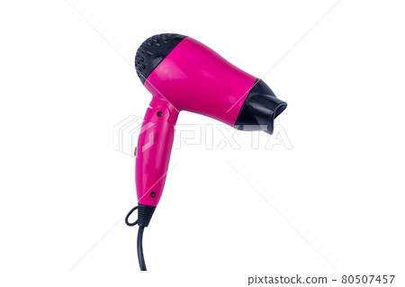 Pink hair dryer isolated on a white background Pink hair dryer isolated on a white background 80507457