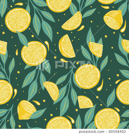 Seamless pattern of hand drawn lemons. Citrus fruit background. Perfect for textile wallpaper posters Seamless pattern of hand drawn lemons. Citrus fruit background. Perfect for textile wallpaper posters 80508402