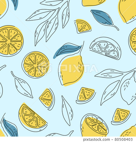 seamless pattern of lemon with hand draw style seamless pattern of lemon with hand draw style 80508403